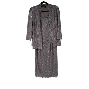 Alex‎ Evenings Lavender Silver 2 Pc Dress Jacket Set